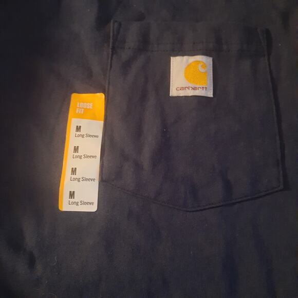 Carhartt NWT Mens Navy Loose Fit Logo Long Sleeve Crew Neck Shirt Size M - Picture 4 of 8